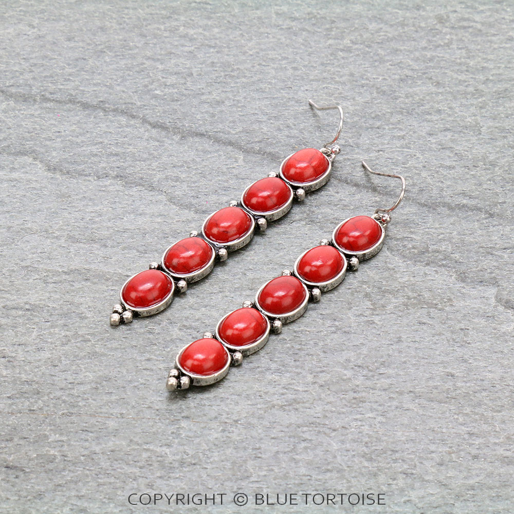 Western Bar Stone Dangle Earrings