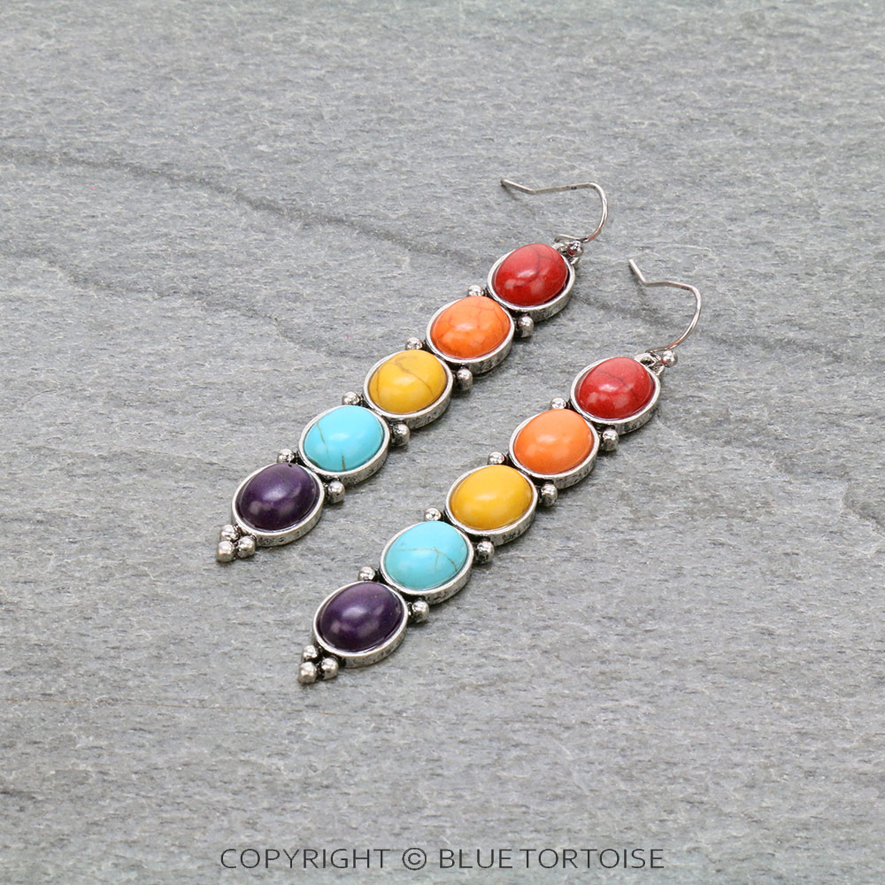 Western Bar Stone Dangle Earrings