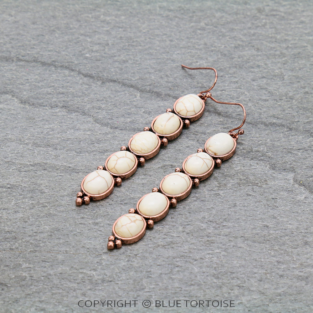Western Bar Stone Dangle Earrings