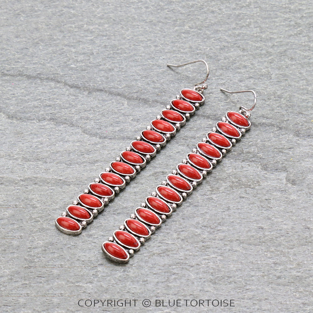 Western Bar Stone Dangle Earrings