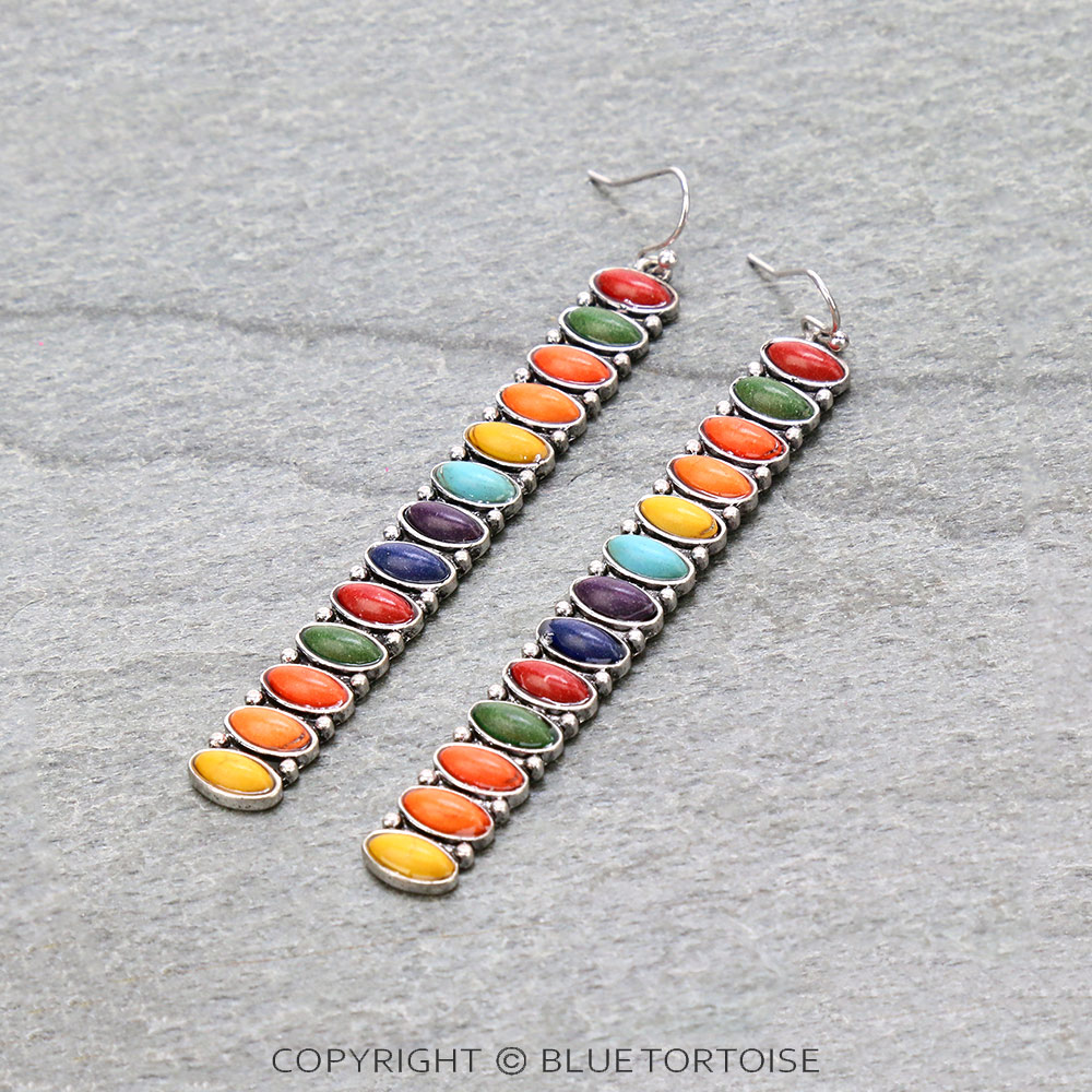 Western Bar Stone Dangle Earrings