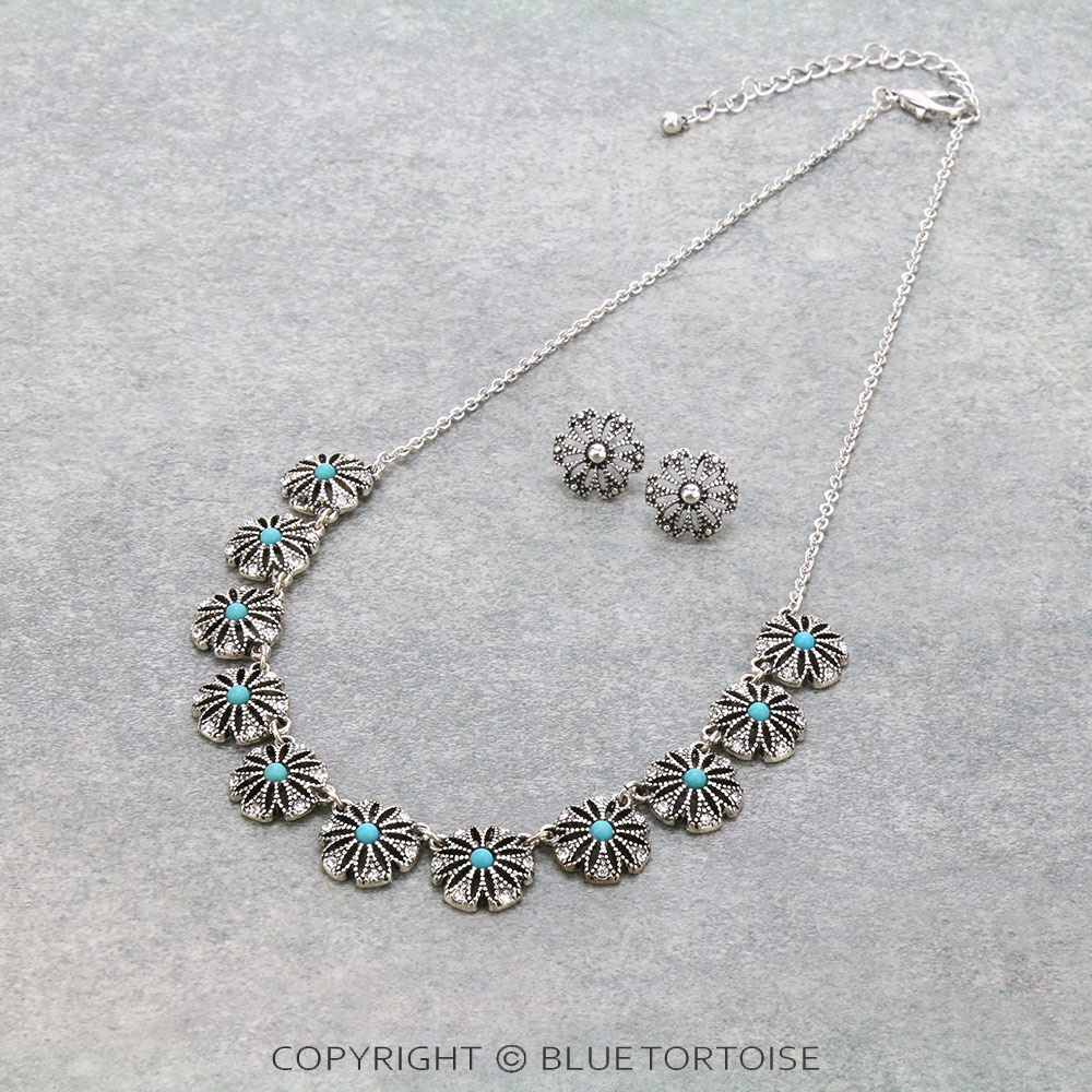 Western Flower Statement Necklace Set