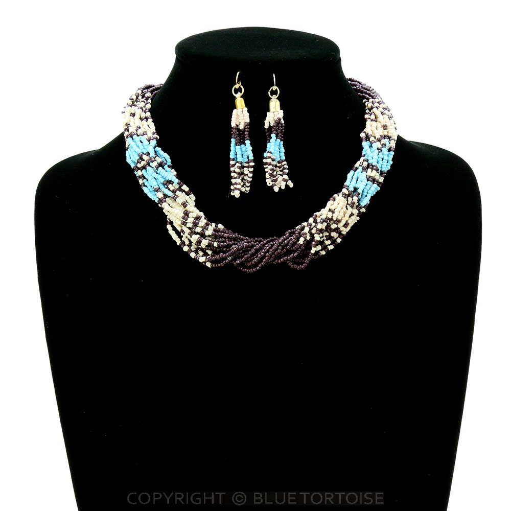 Seed Bead Multi Layered Necklace Set - Image 2