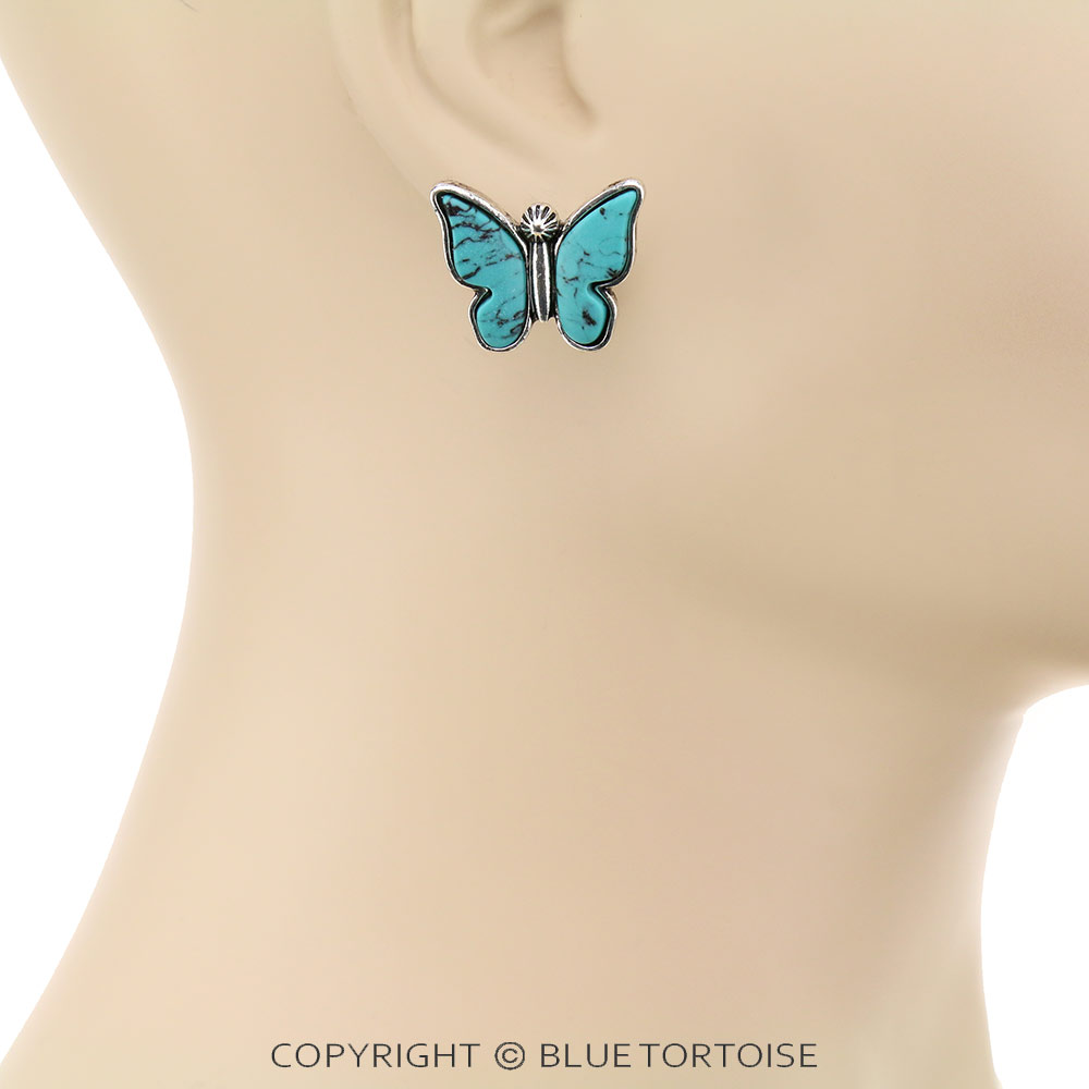 Butterfly Color Stone Stud Earrings - Image 2