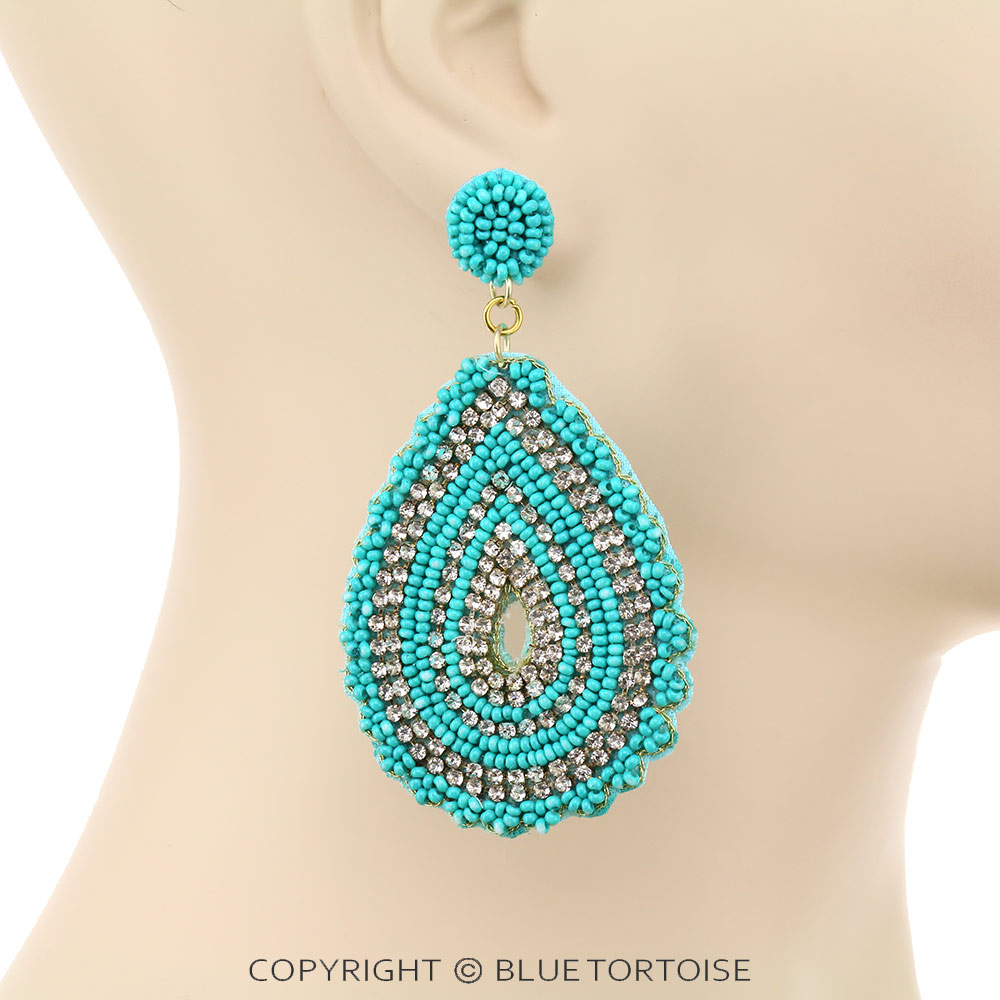 Seed Bead Teardrop Stud Earrings - Image 2
