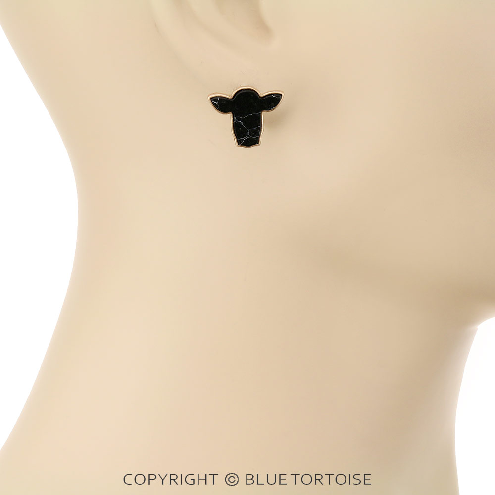 Cow Stone Stud Earrings - Image 2