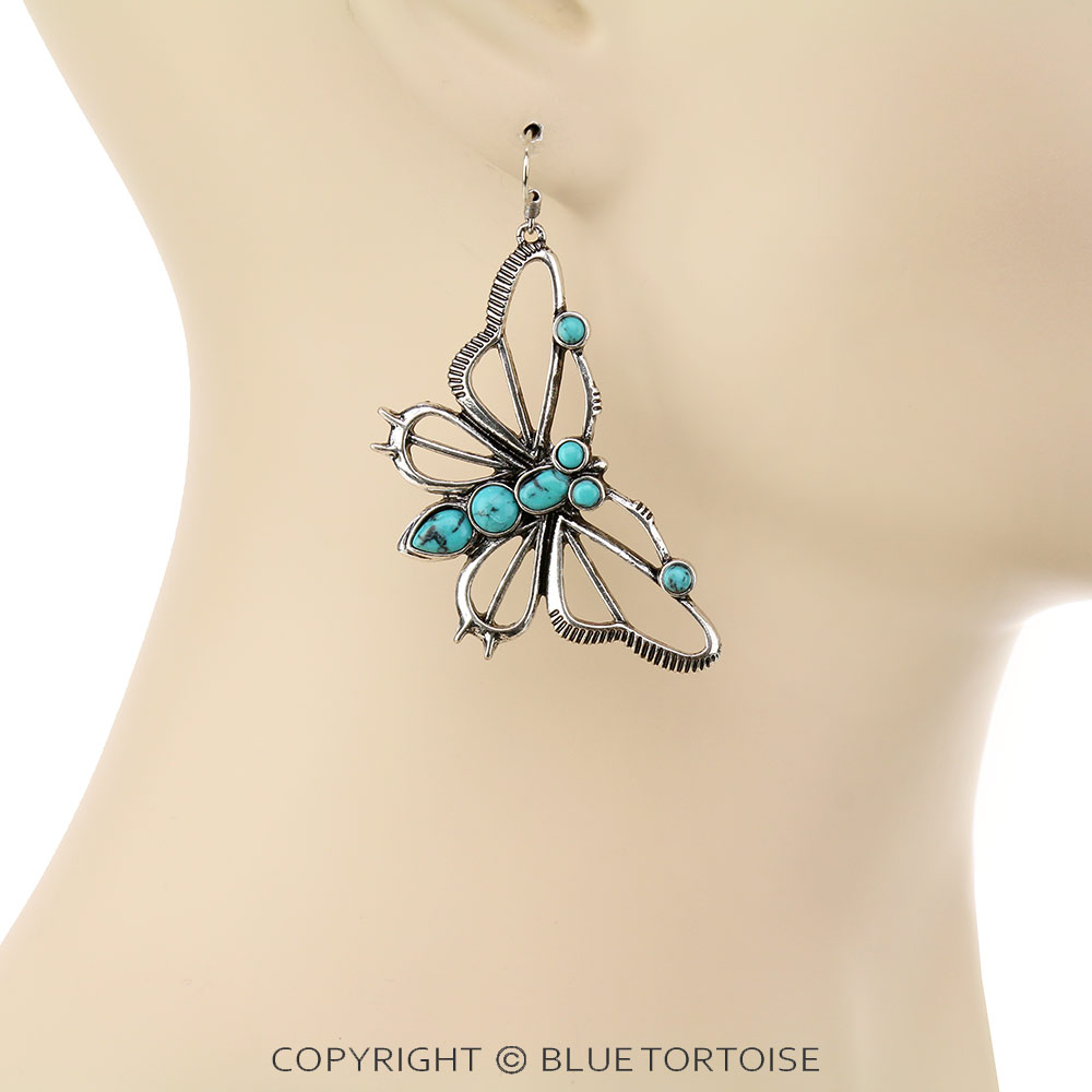 Western Butterfly Dangle Earrings - Image 2