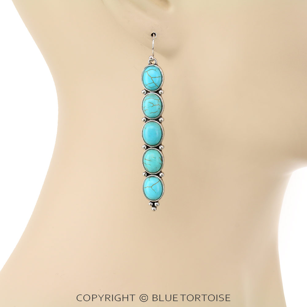 Western Bar Stone Dangle Earrings - Image 2