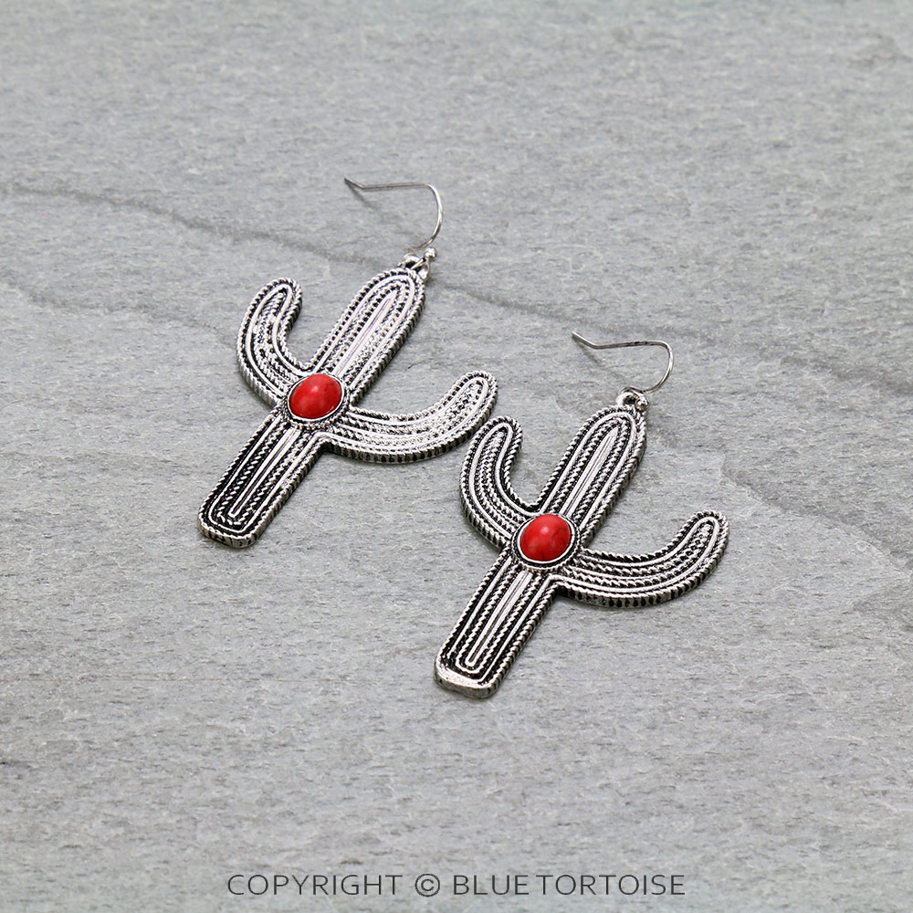 Western Cactus Dangle Earrings