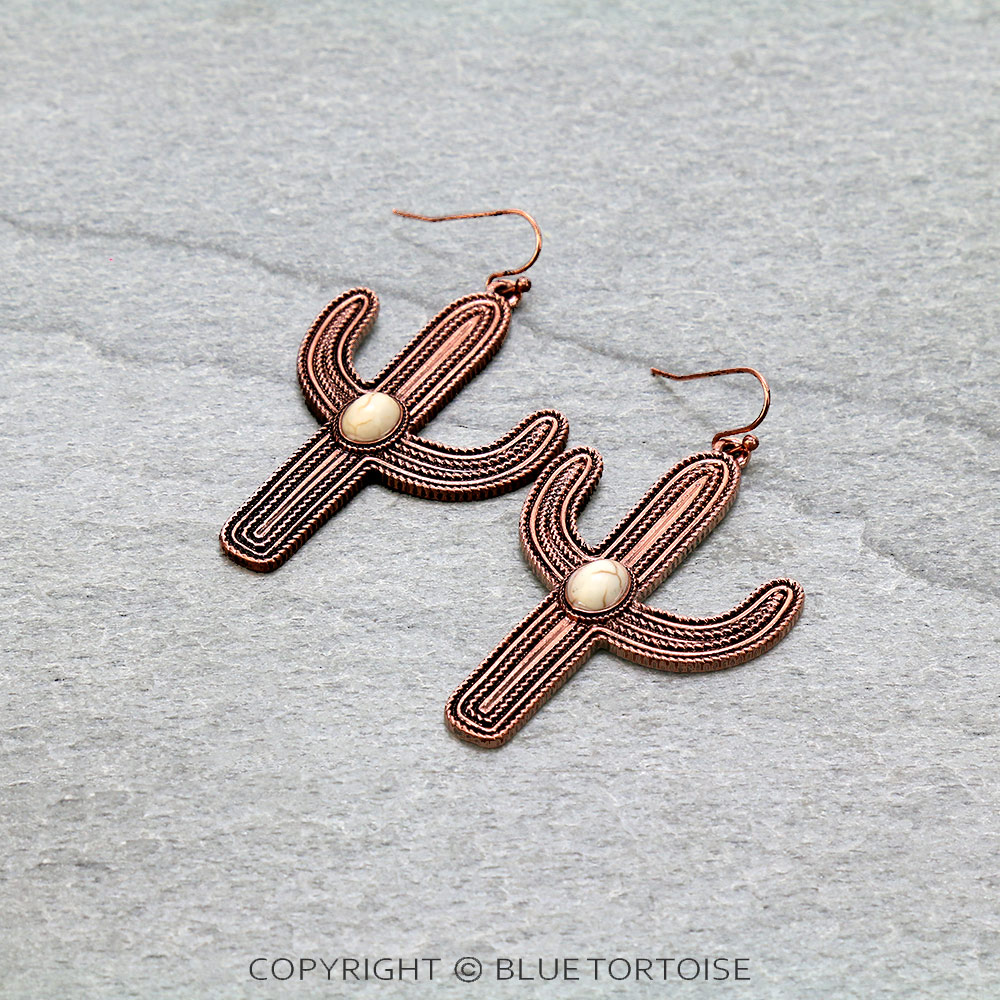 Western Cactus Dangle Earrings