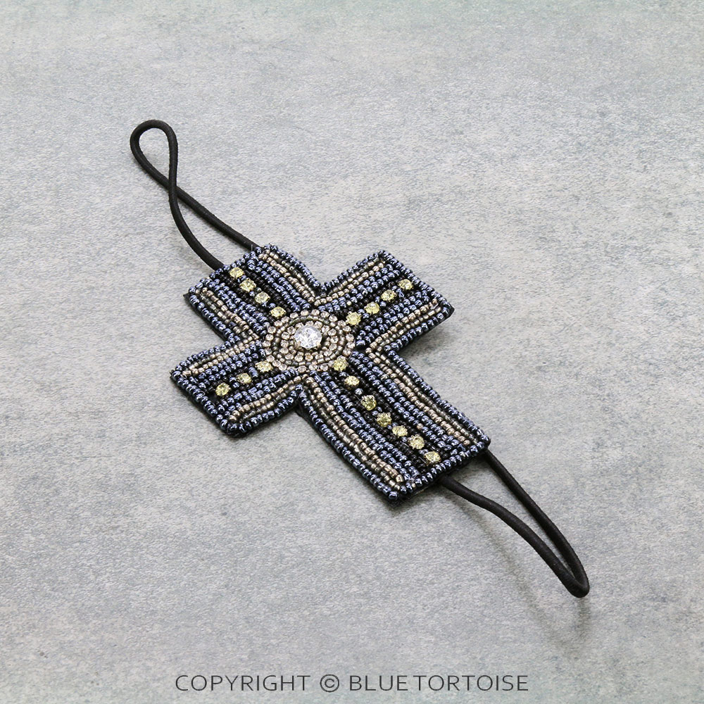 Western Seed Bead Cross Headband