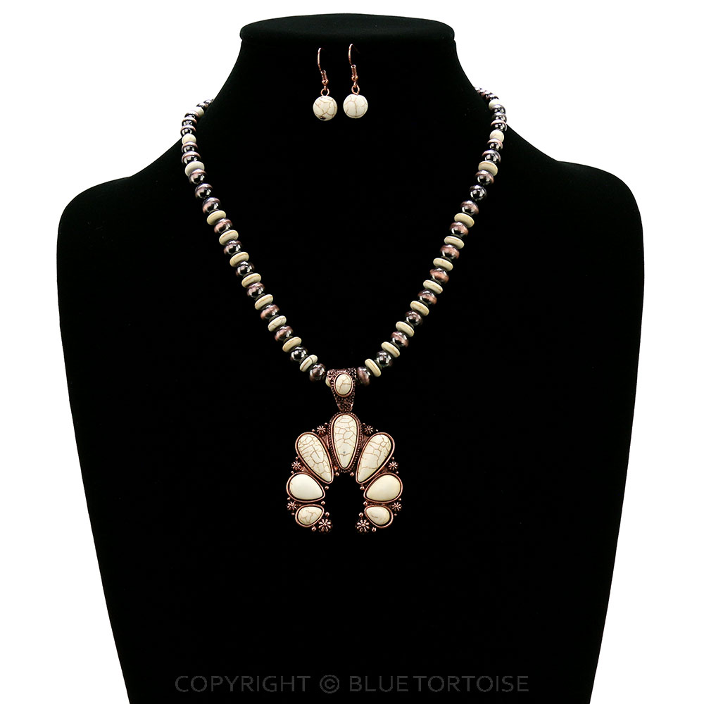 Western Squash Blossom Pendant Necklace Set - Image 2