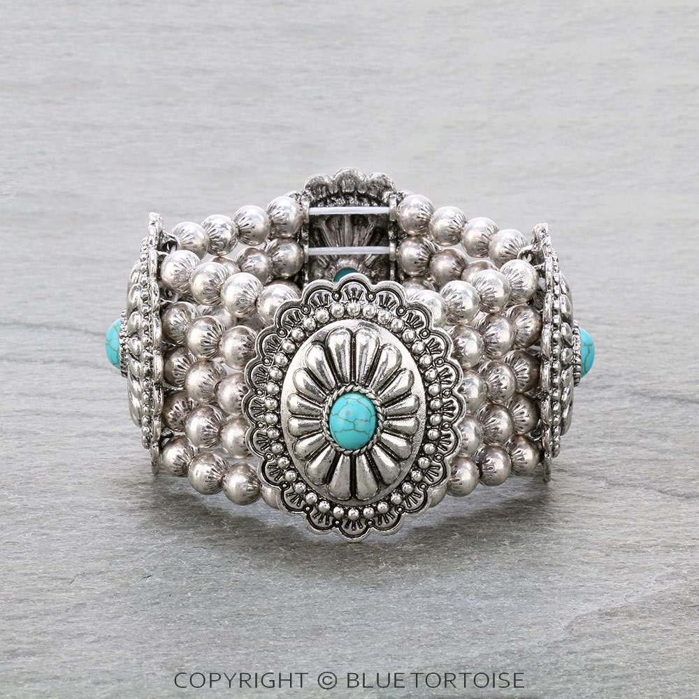 Western Concho 5 Row Stretch Bracelet