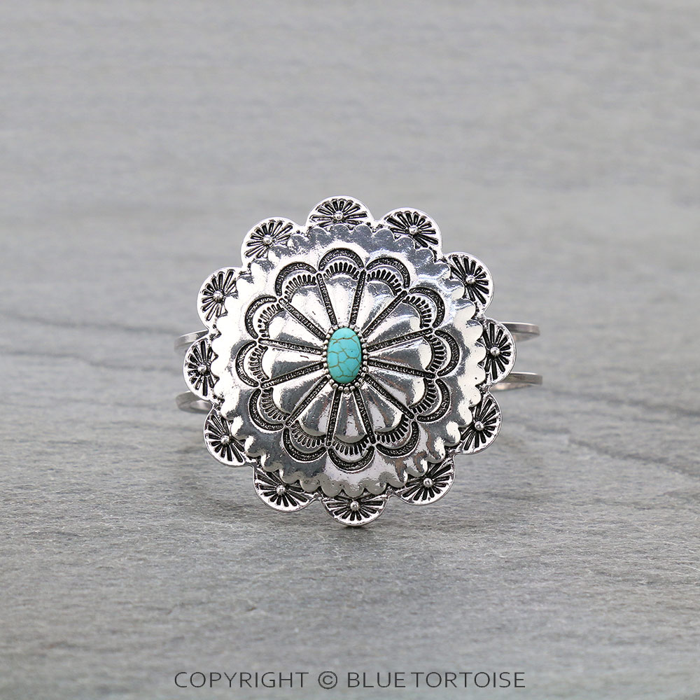 Western Concho Stone Hinge Bracelet