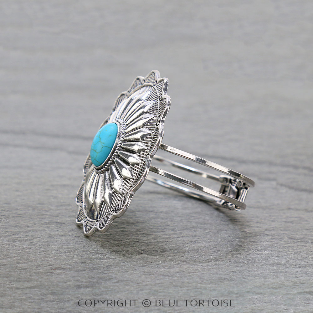 Western Concho Stone Hinge Bracelet - Image 2