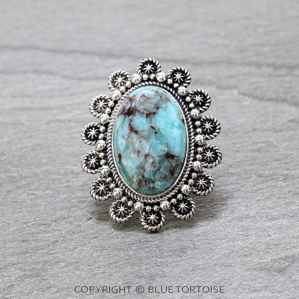 Western Concho Stone Stretch Ring
