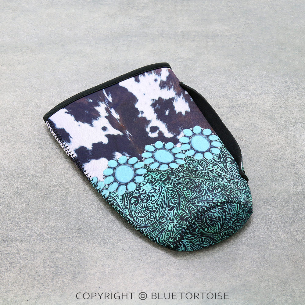 TQ Concho Cowhide Tumbler Drink Sleeve/Cooler