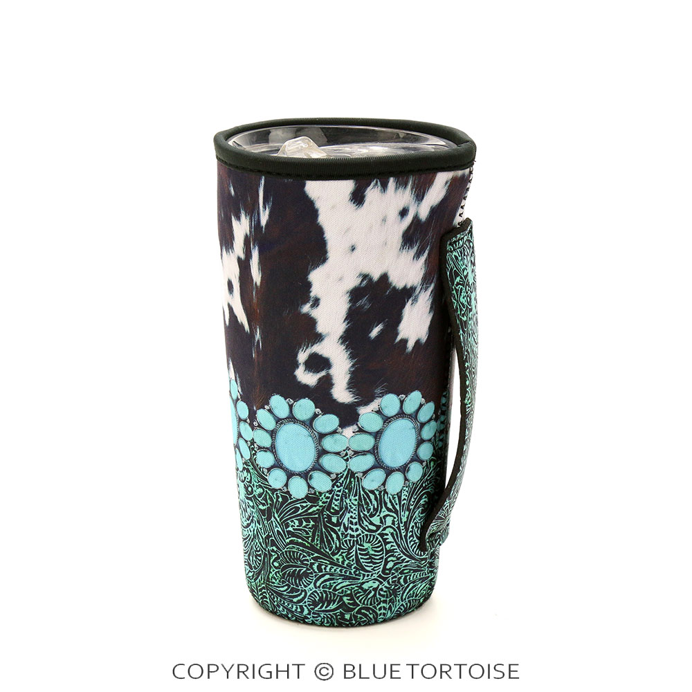 TQ Concho Cowhide Tumbler Drink Sleeve/Cooler - Image 2