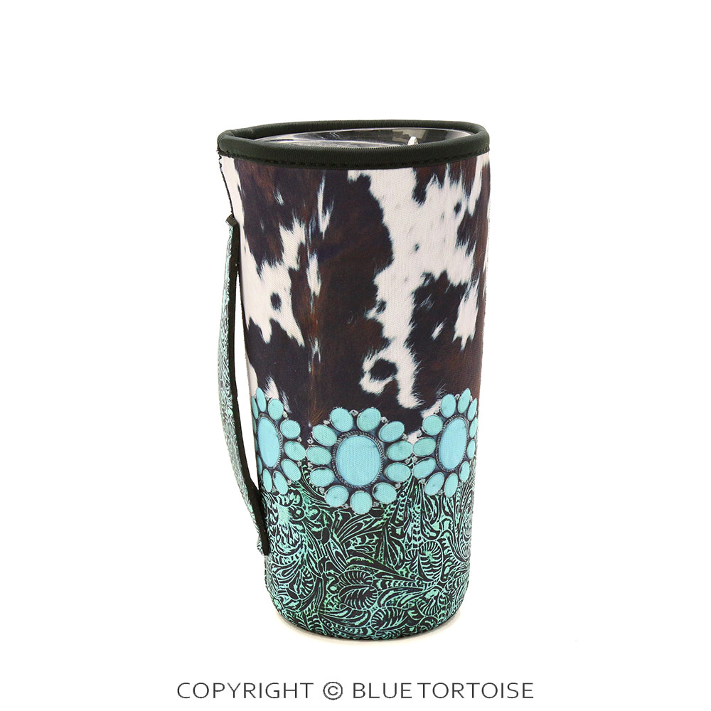 TQ Concho Cowhide Tumbler Drink Sleeve/Cooler - Image 3