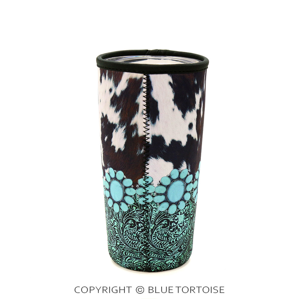 TQ Concho Cowhide Tumbler Drink Sleeve/Cooler - Image 4
