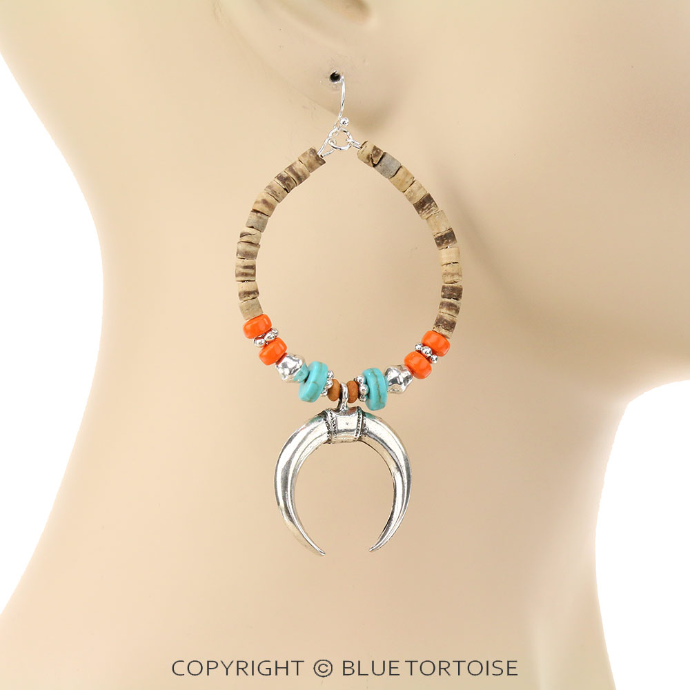 Western Multi Bead Squash Blossom Dangle Earrings - Image 2