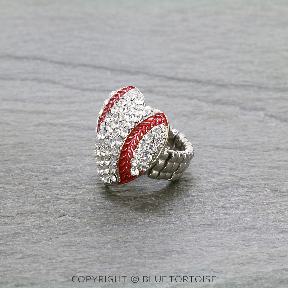 Sports Theme Heart Baseball Stretch Ring - Image 2
