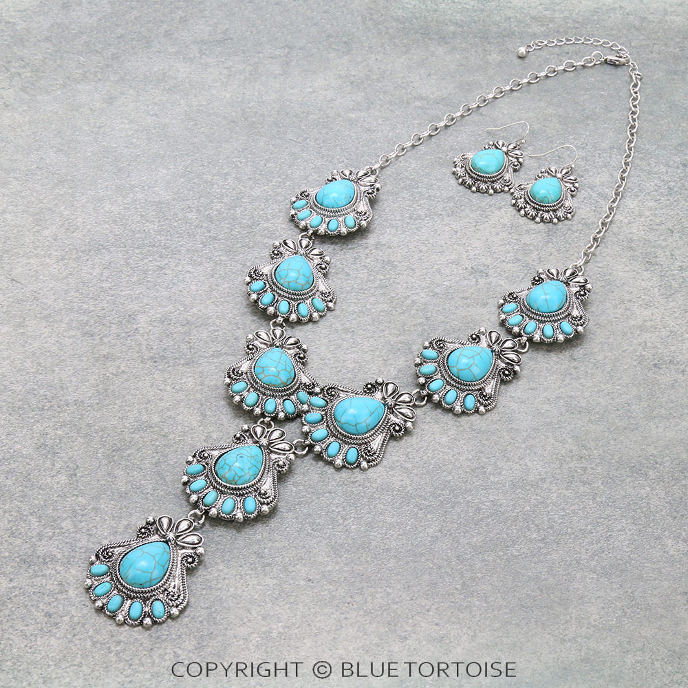 Western Semi Stone Y Necklace Set