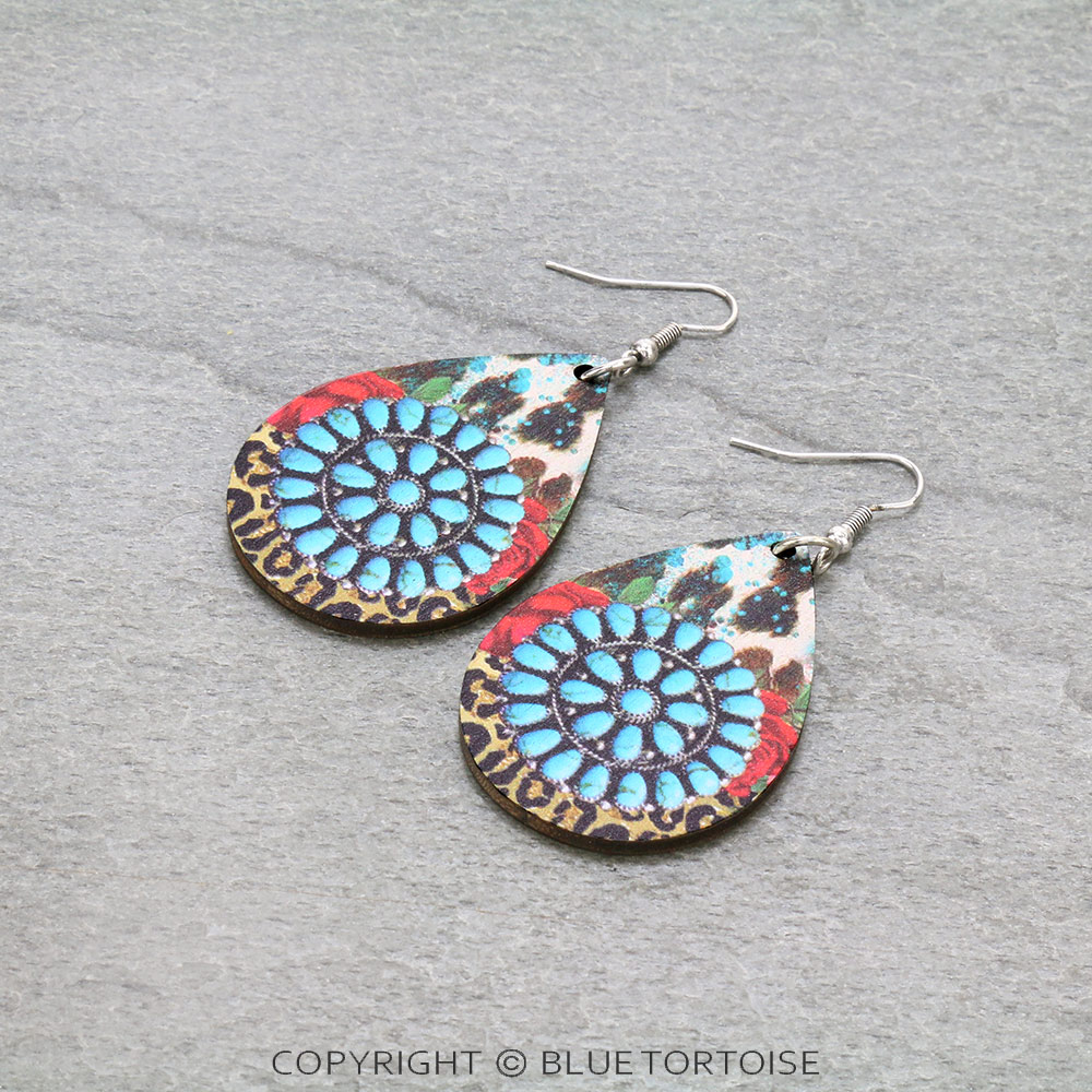 Wood Teardrop Dangle Earrings