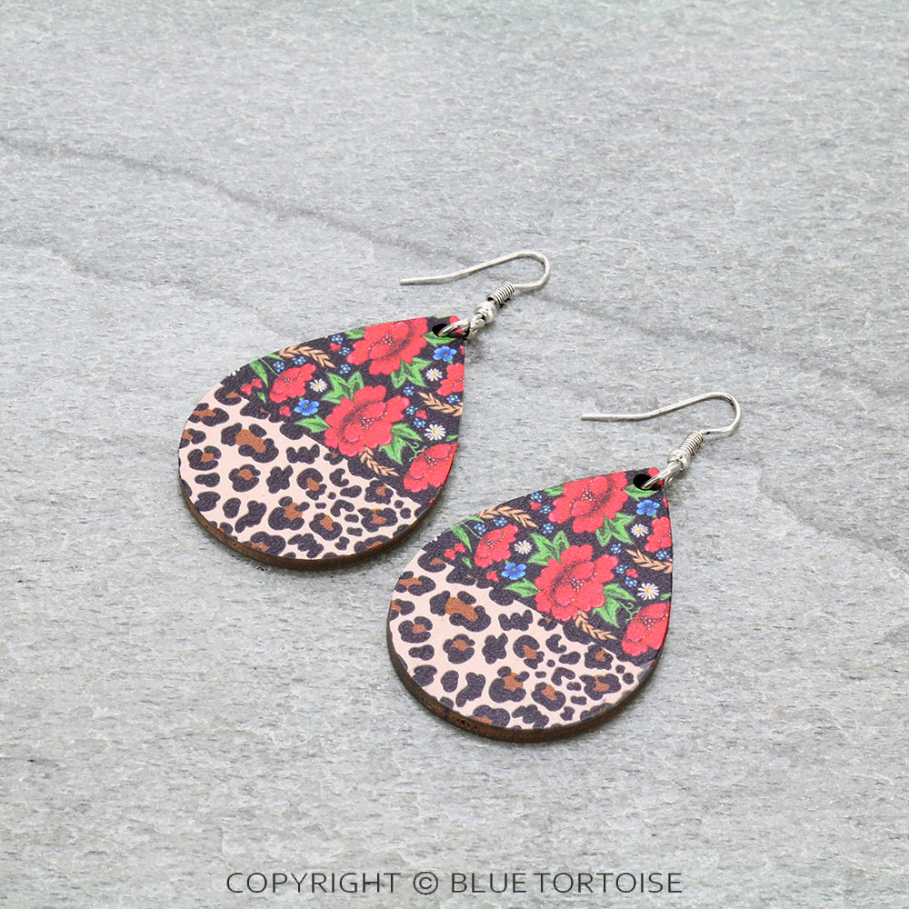 Wood Teardrop Dangle Earrings
