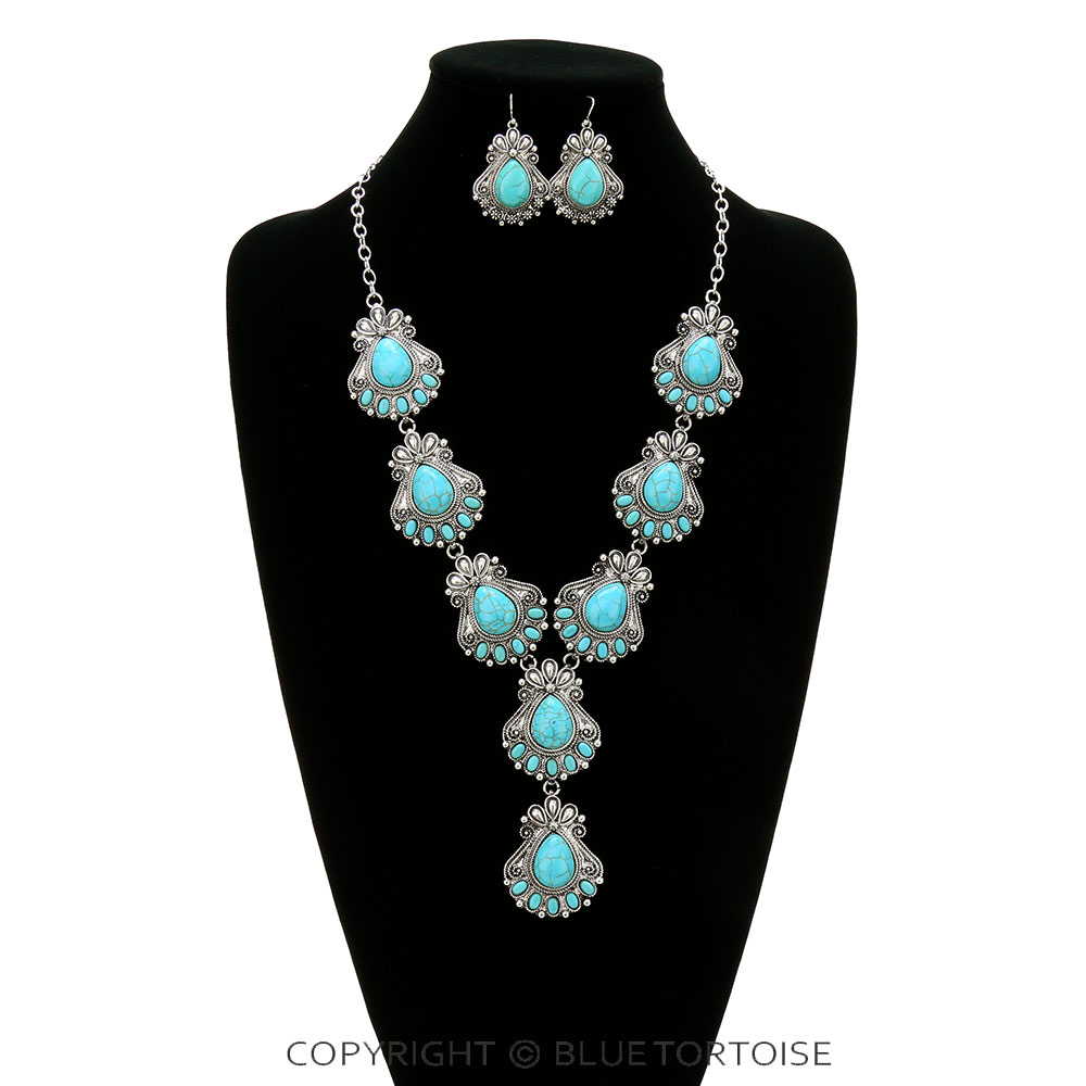 Western Semi Stone Y Necklace Set - Image 2