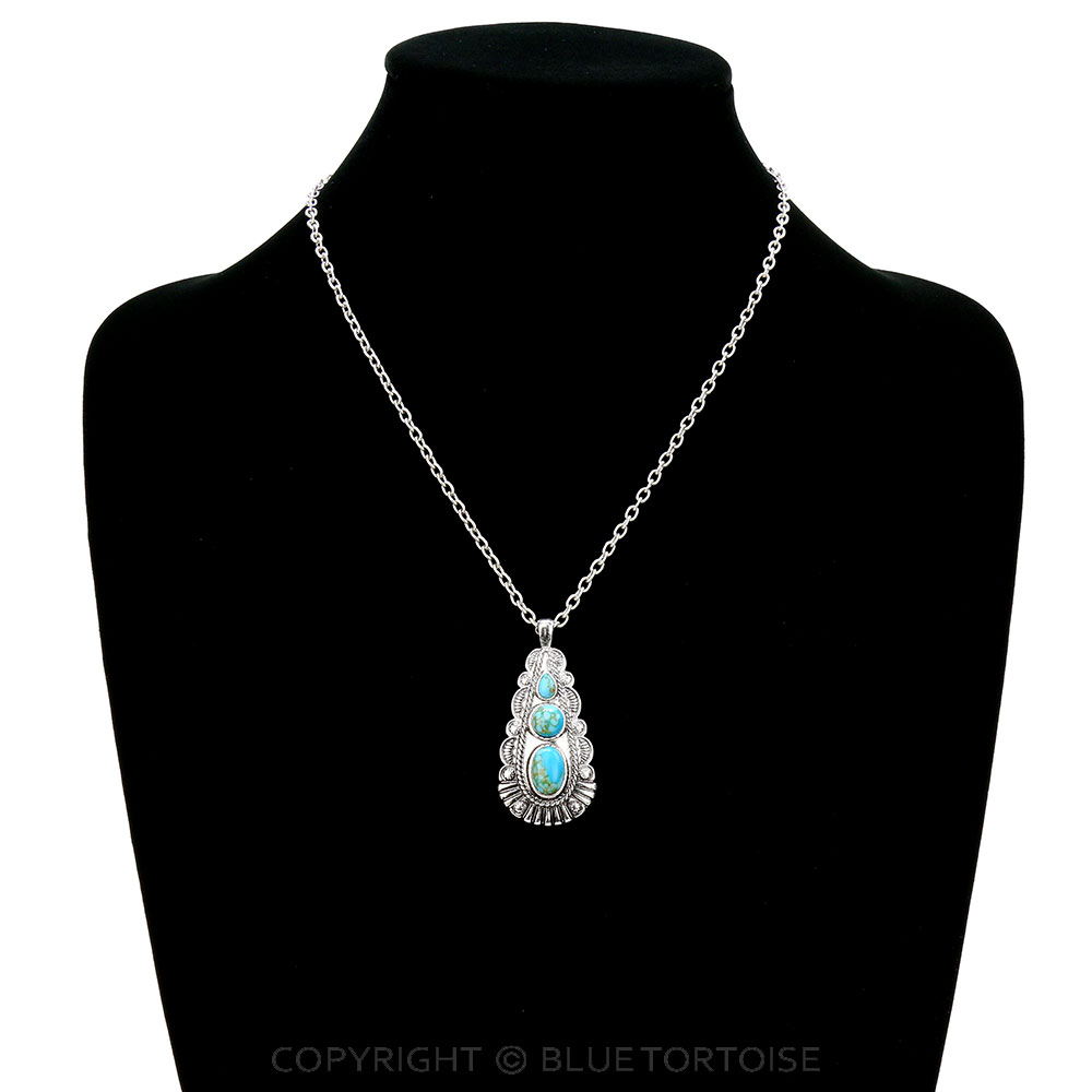 Western Teardrop Stone Necklace - Image 2