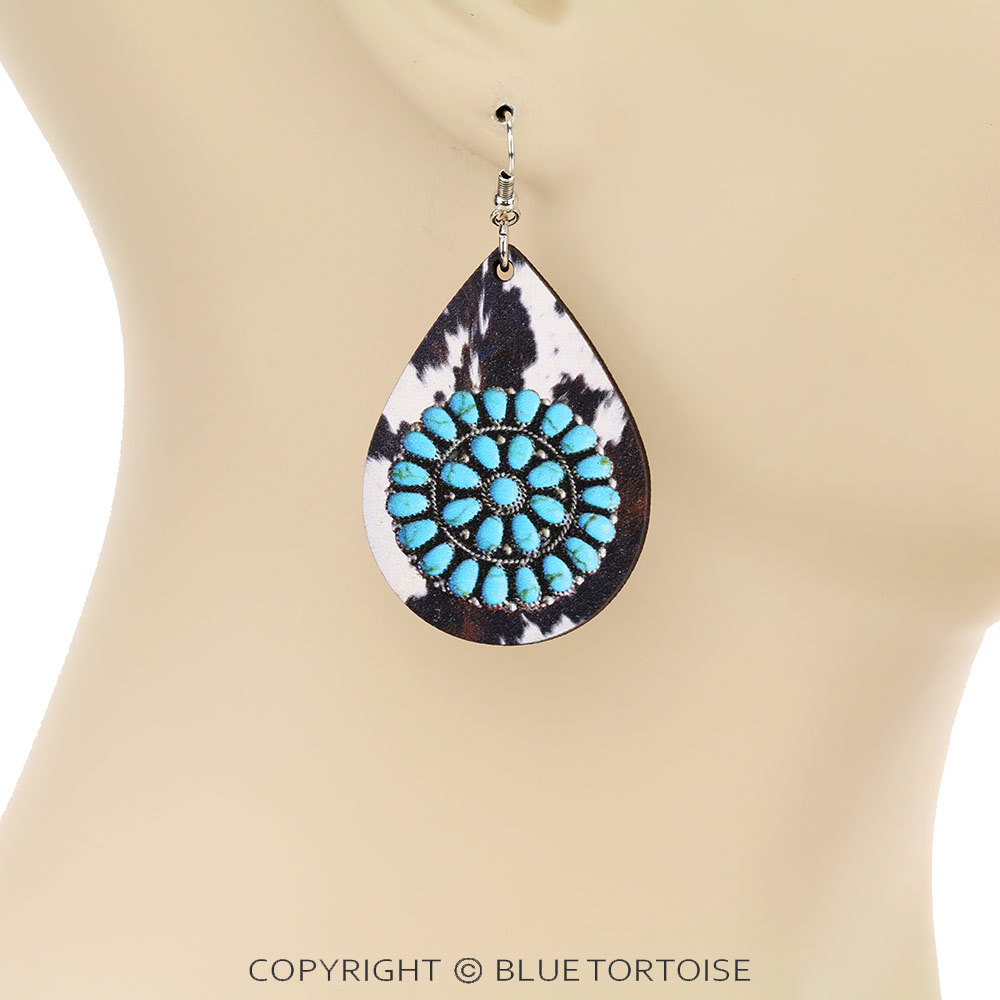 Wood Teardrop Dangle Earrings - Image 2