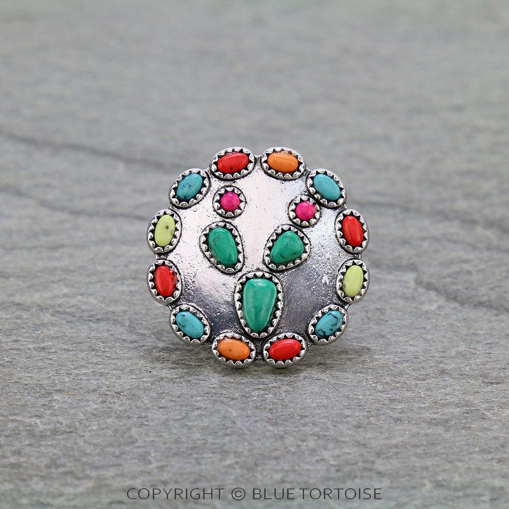 Western Cactus Stone Stretch Ring