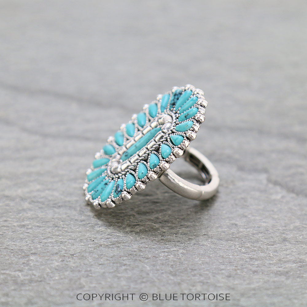 Western Concho Stone Stretch Ring - Image 2