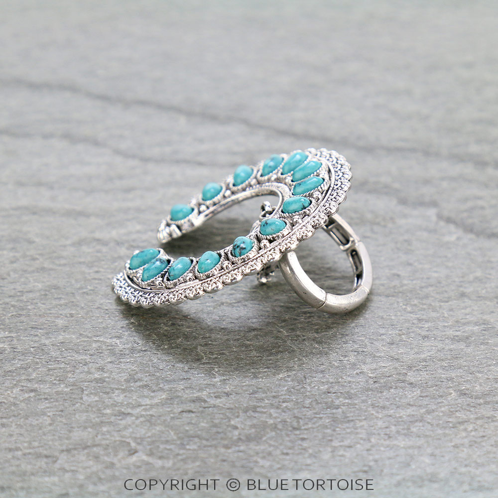 Western Squash Blossom Stone Stretch Ring - Image 2