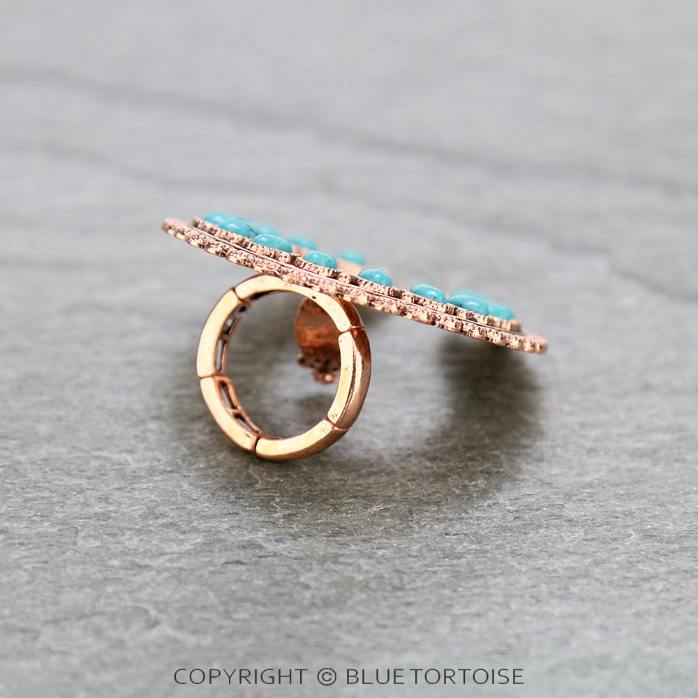 Western Squash Blossom Stone Stretch Ring - Image 3