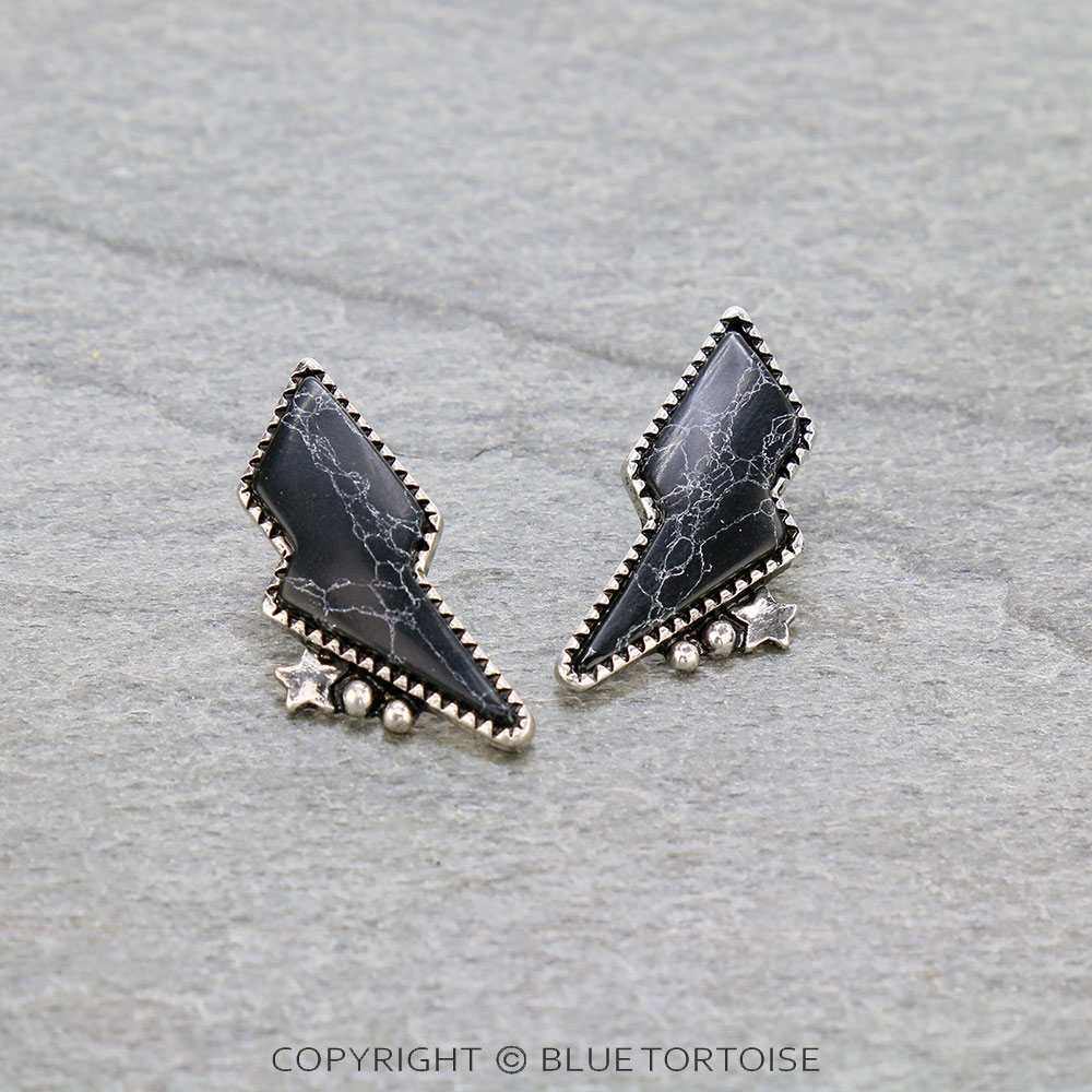 Thunder Stone Stud Earrings