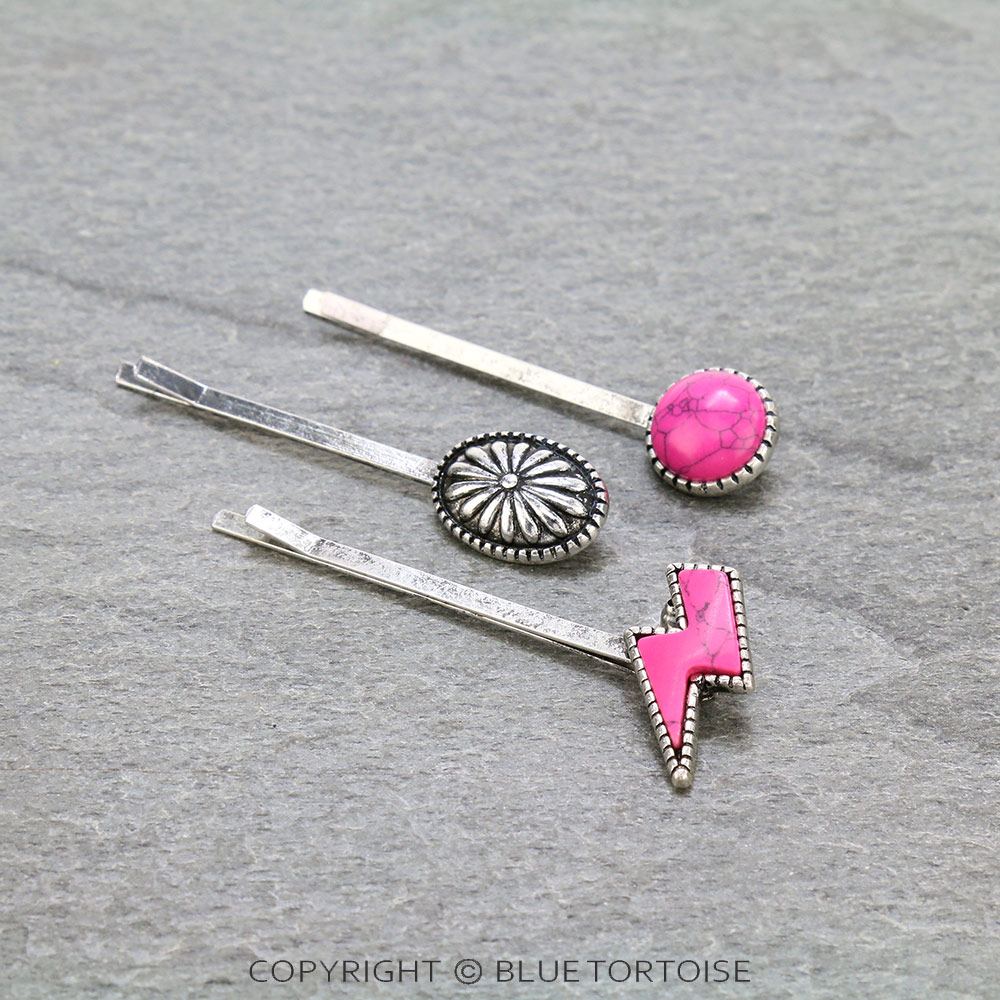 3 Pcs Western Thunder Stone Hairpin Set
