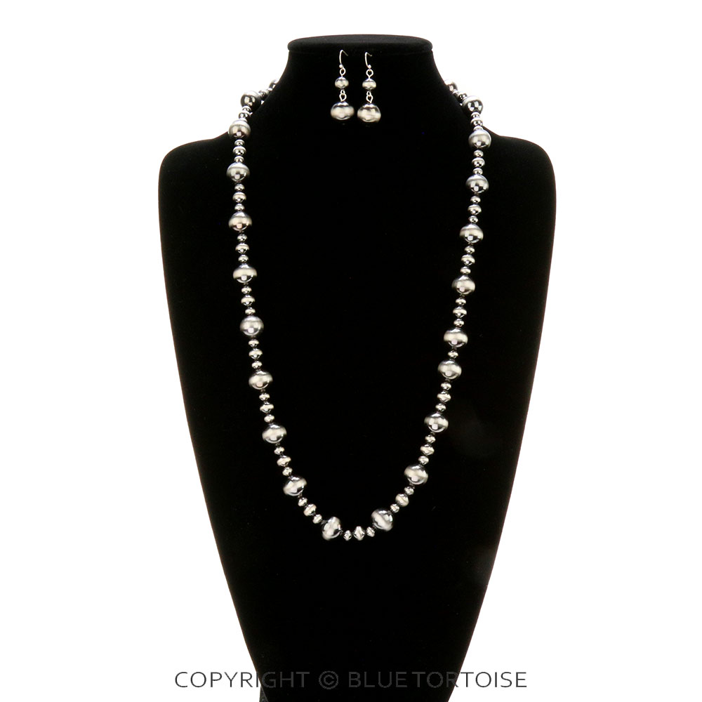 Navajo Style Metallic Pearl Necklace Set - Image 2