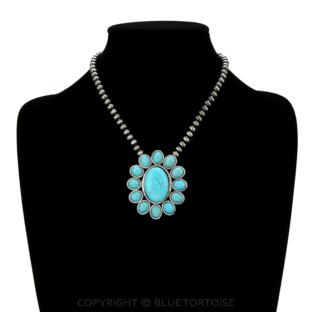 Western Concho Stone Pendant Necklace - Image 2