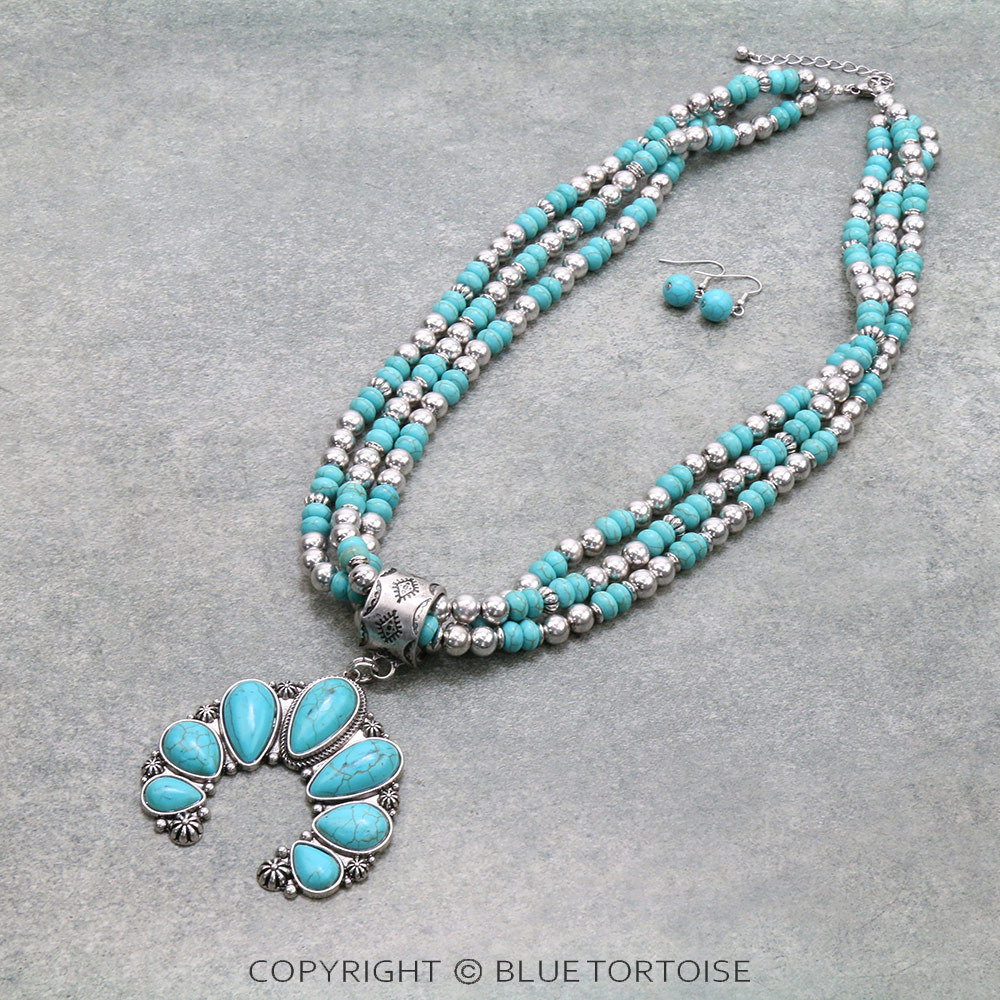 Western Squash Blossom Pendant Necklace Set