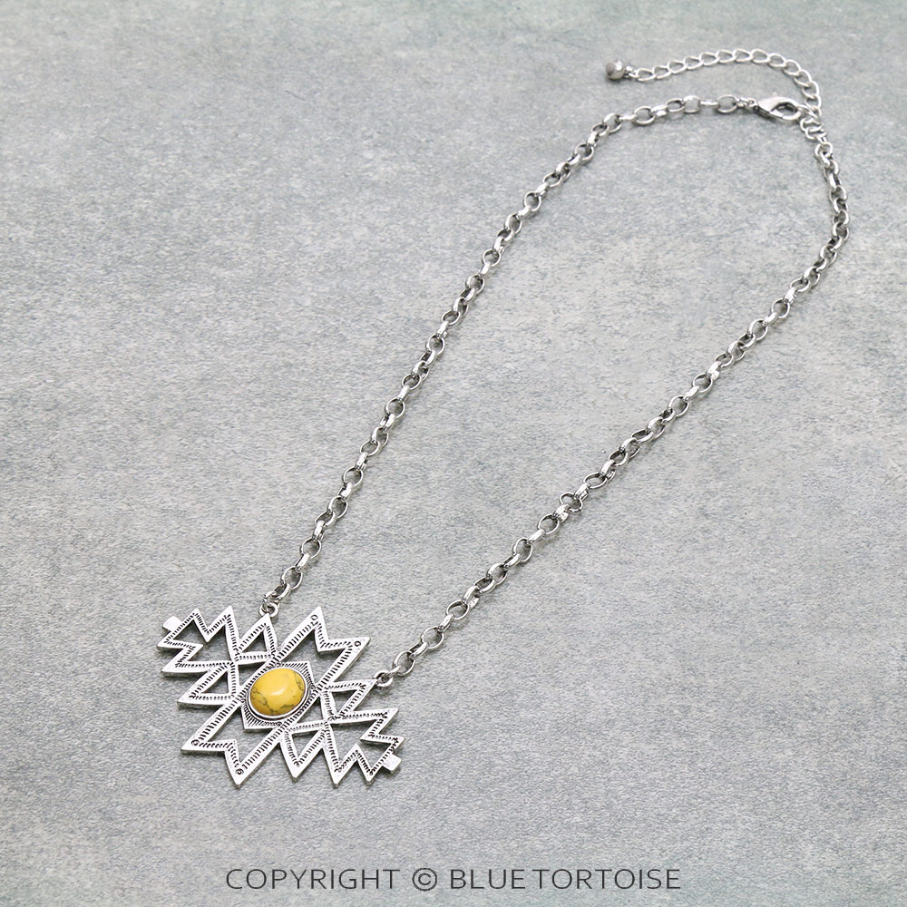 Western Aztec Pendant Chain Necklace