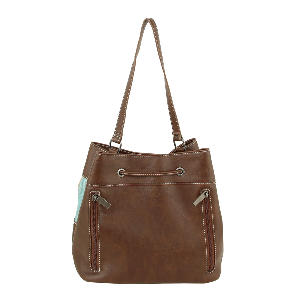 Aztec Printed Handbag with Faux Leather Tassel - Image 2