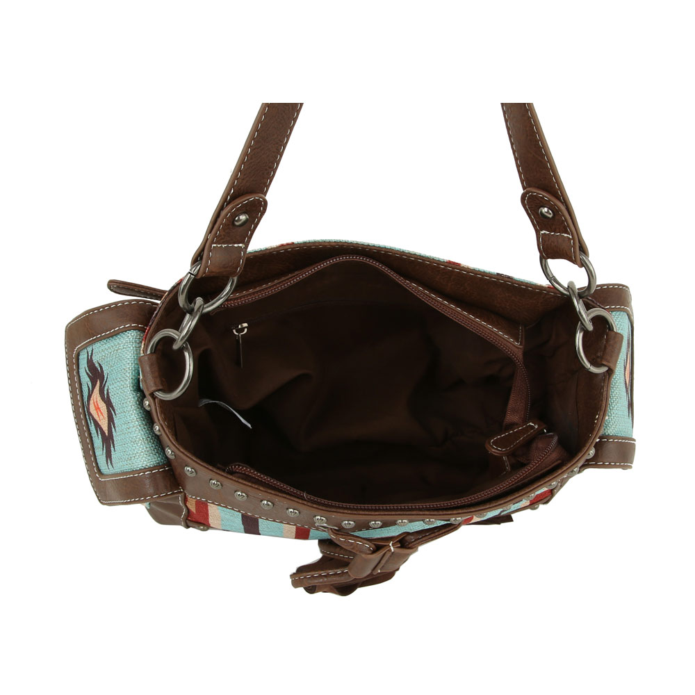 Aztec Printed Handbag with Faux Leather Tassel - Image 4