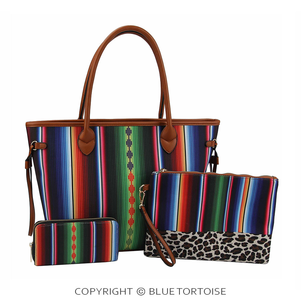 Serape Aztec Printed Handbag with extra pouch and wallet