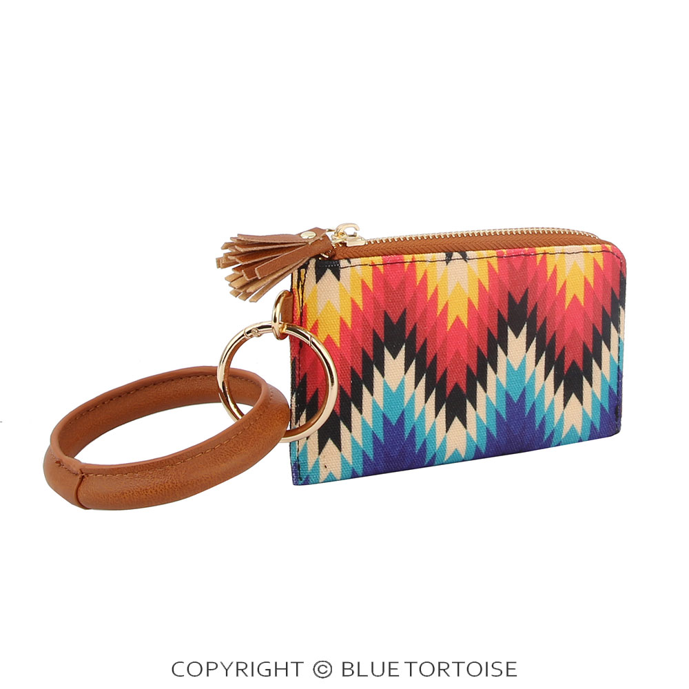 Aztec Pattern Printed Wallet with Keychain Bangle - Image 4