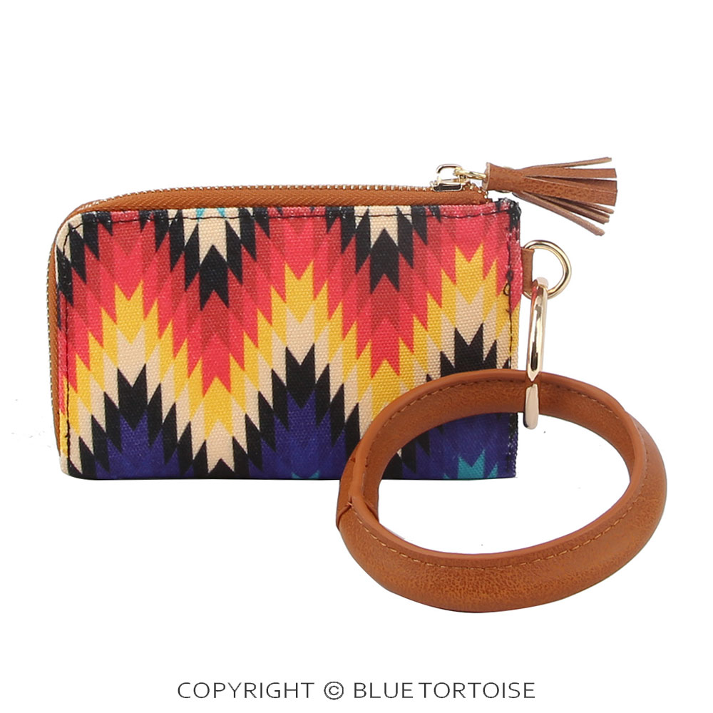 Aztec Pattern Printed Wallet with Keychain Bangle - Image 5