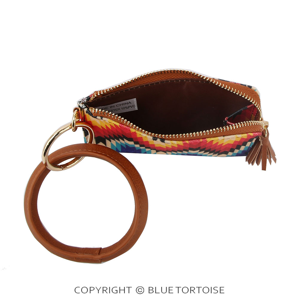 Aztec Pattern Printed Wallet with Keychain Bangle - Image 3