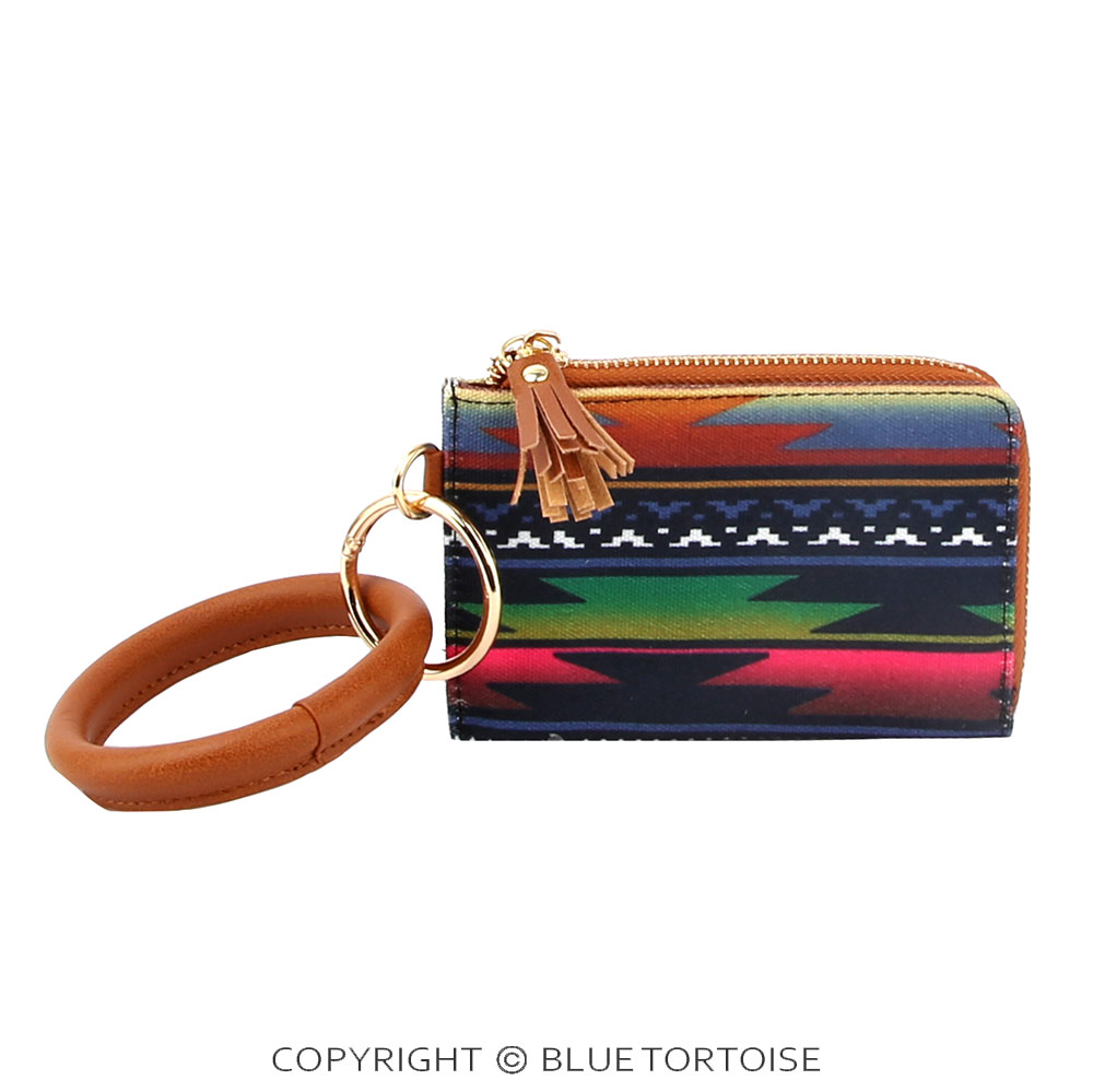 Aztec Pattern Printed Wallet with Keychain Bangle