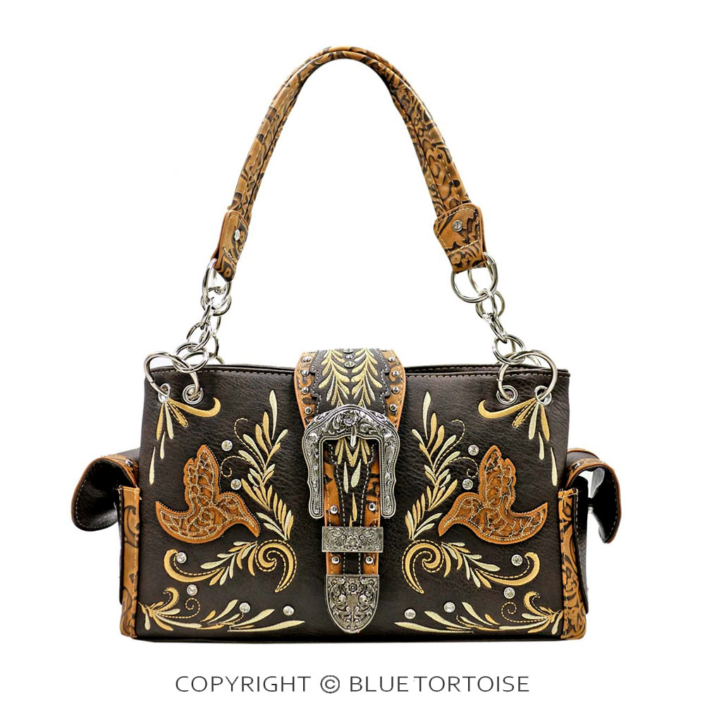 Western Buckle Faux Leather Handbag